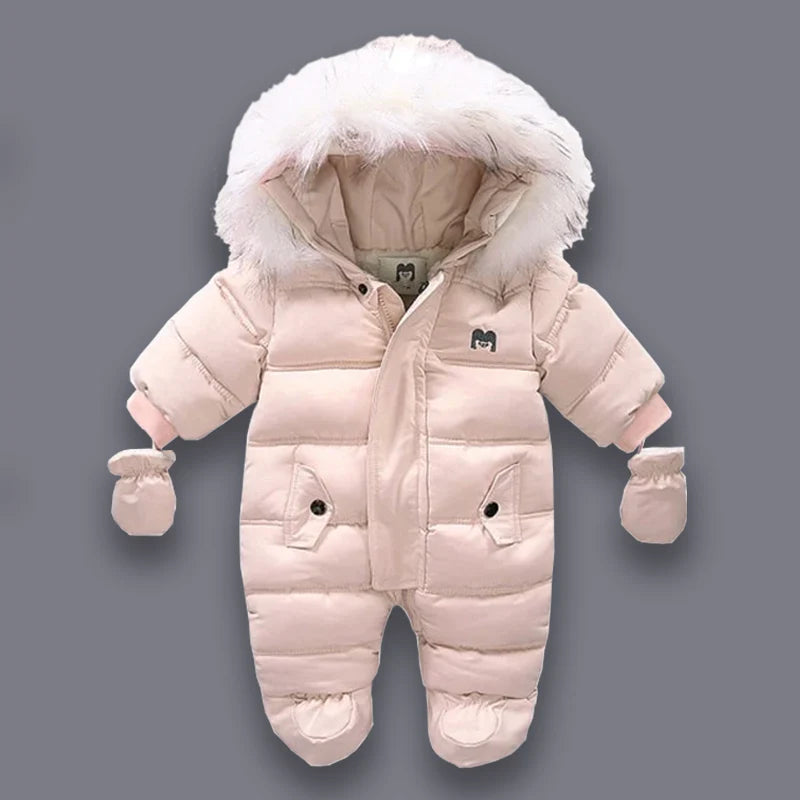 {CLEARANCE SALE} Padded Snowsuit With Fleece Fur Lining Pink 12-18 Months
